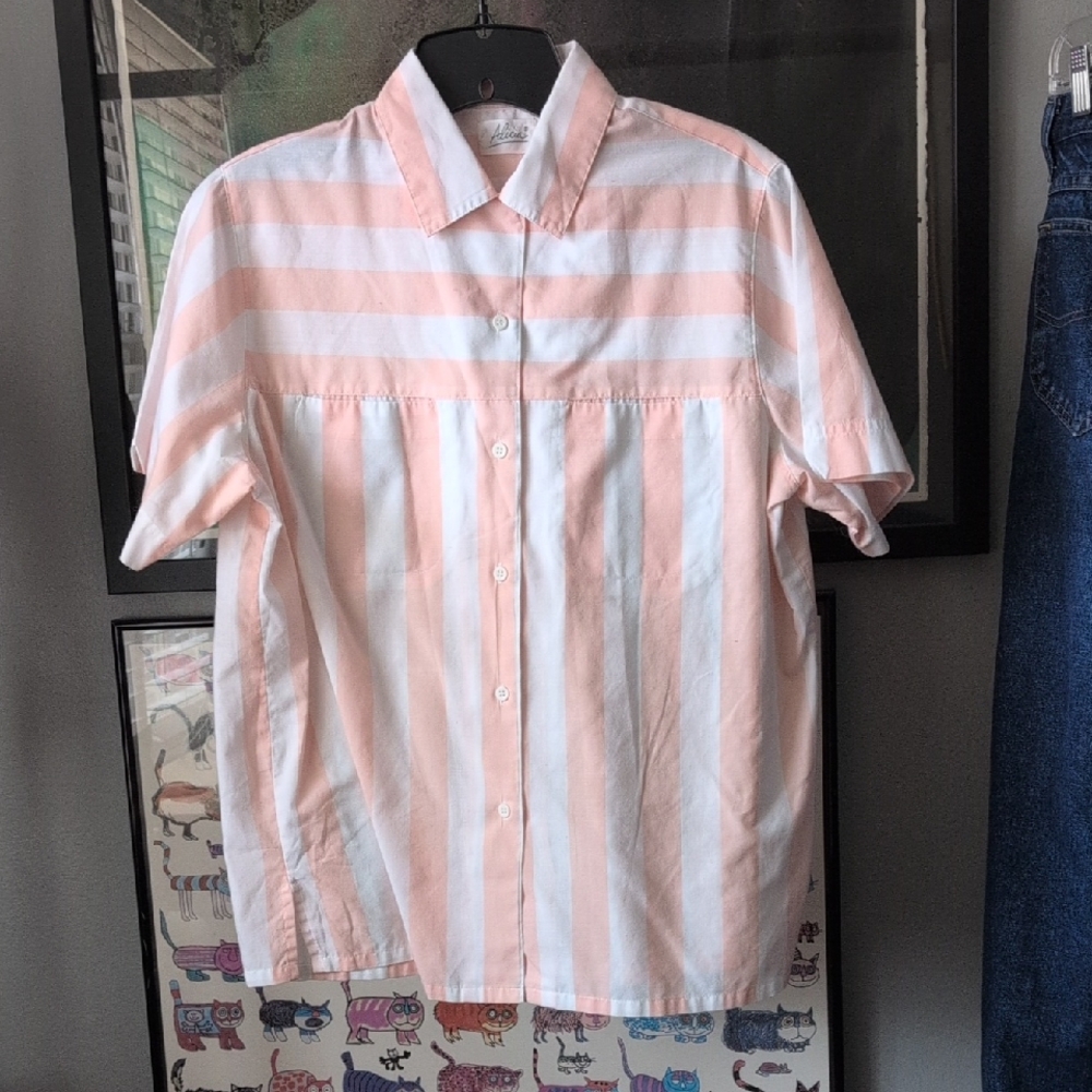 VTG Alicia Pink and White Striped Shirt